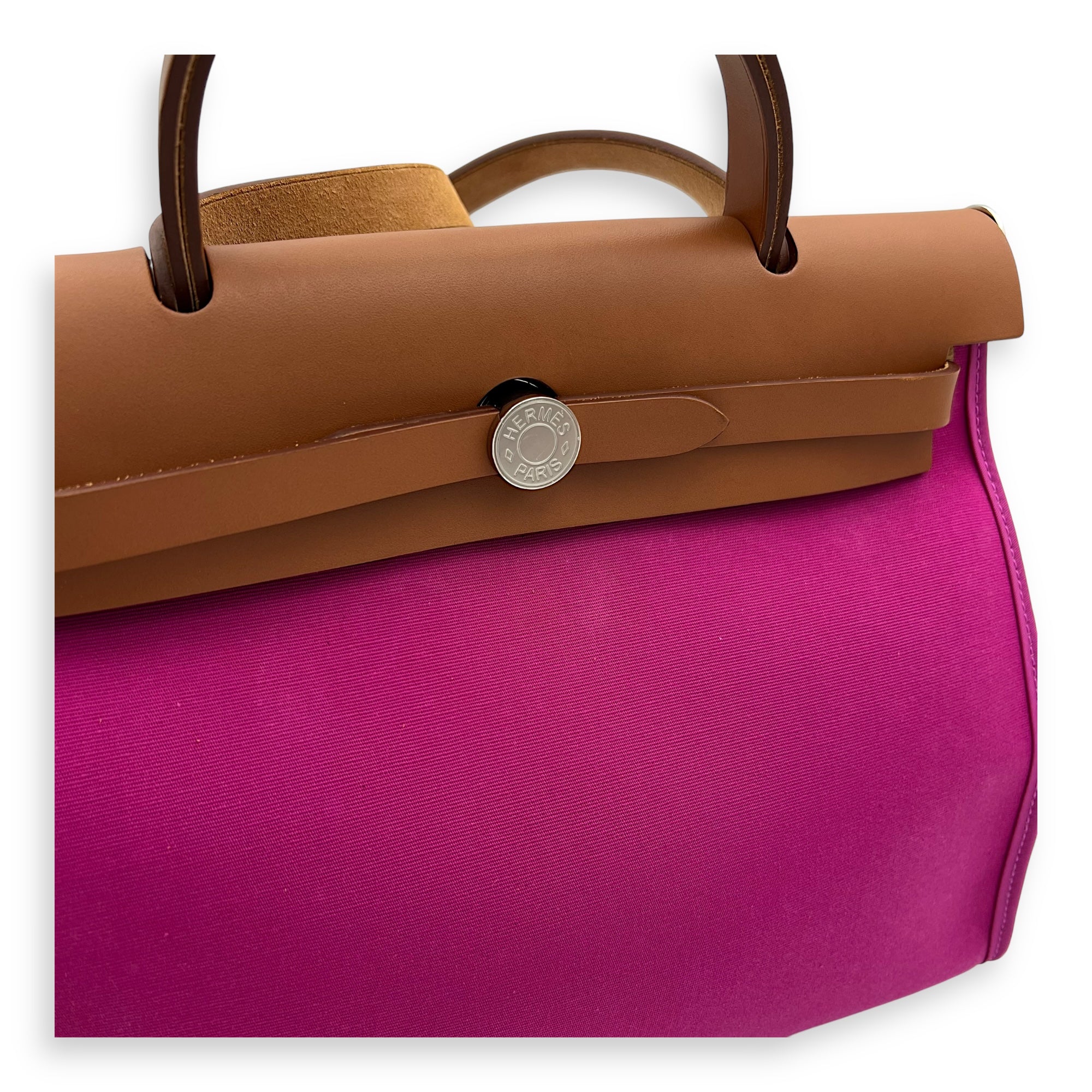 Hermès Herbag 31 Rose Pourpre Fauve Shoulder Bag in Canvas, Palladium hardware_7