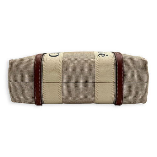 Chloé Woody Medium Beige Tote Bag in Canvas_5