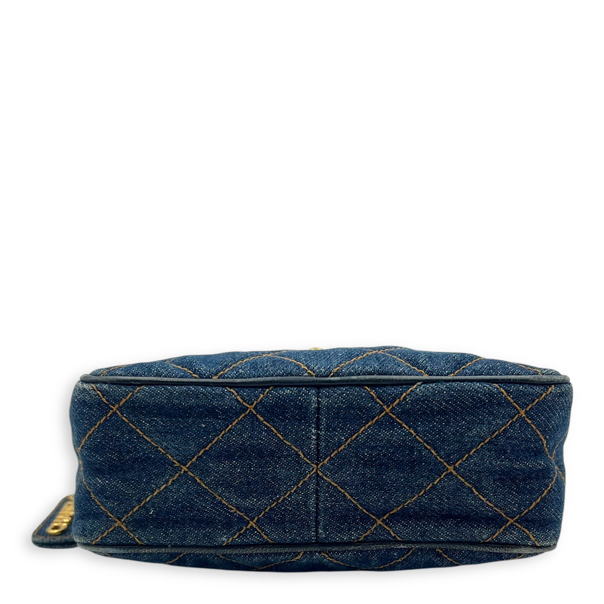 Chanel Denim CC Quilted Turnlock Crossbody Bag Blue in Denim, Gold hardware_5