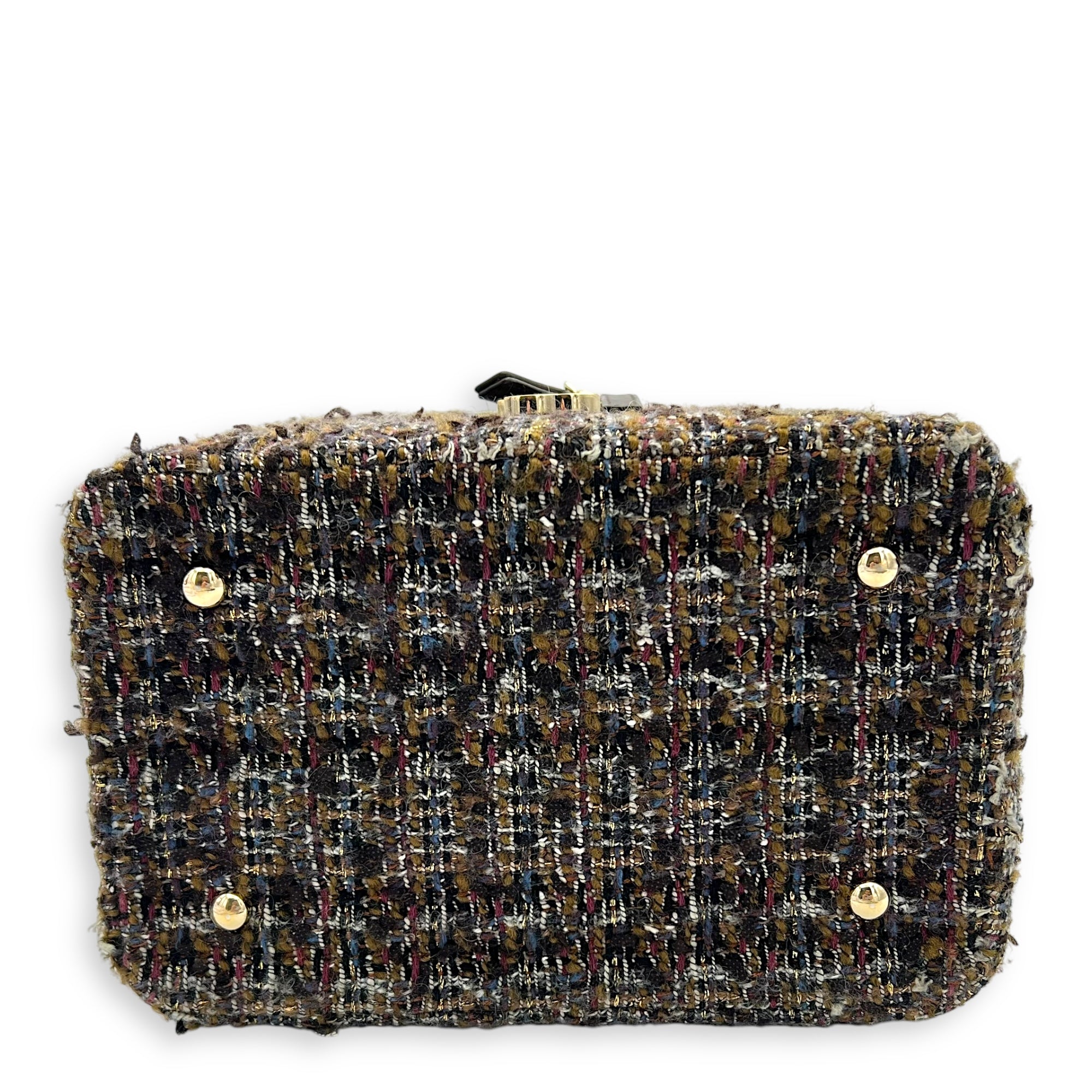 Chanel Vanity Case Wood Multi-colour Top Handle Bag in Tweed, Gold hardware_5