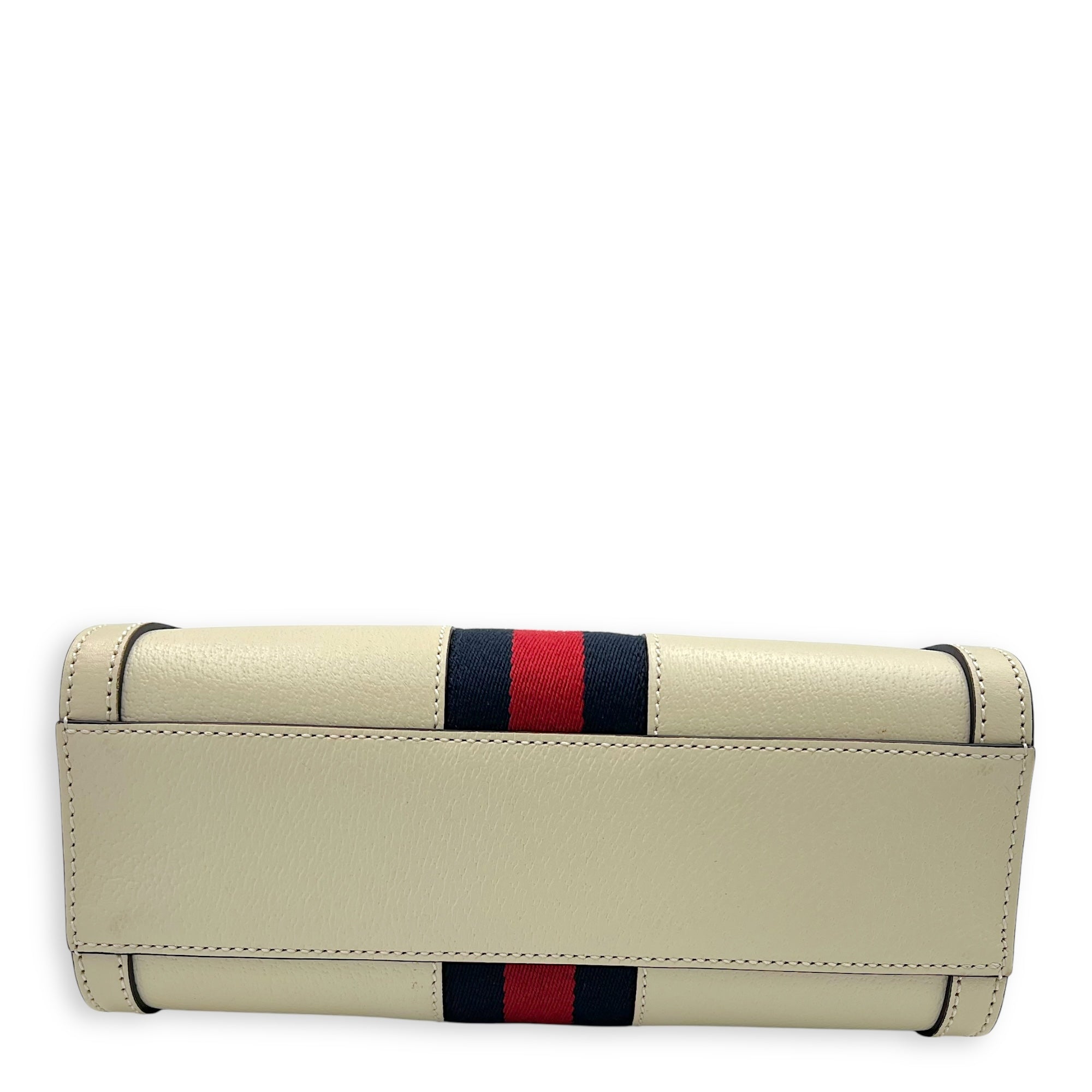 Gucci Ophidia Top Handle Bag White in Calfskin, Gold hardware_5