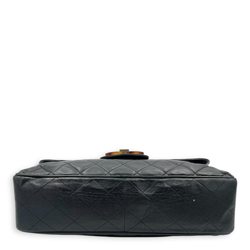 Chanel CC Quilted Tortoise Shell Shoulder Bag Black in Lambskin, tortoise shell hardware_5