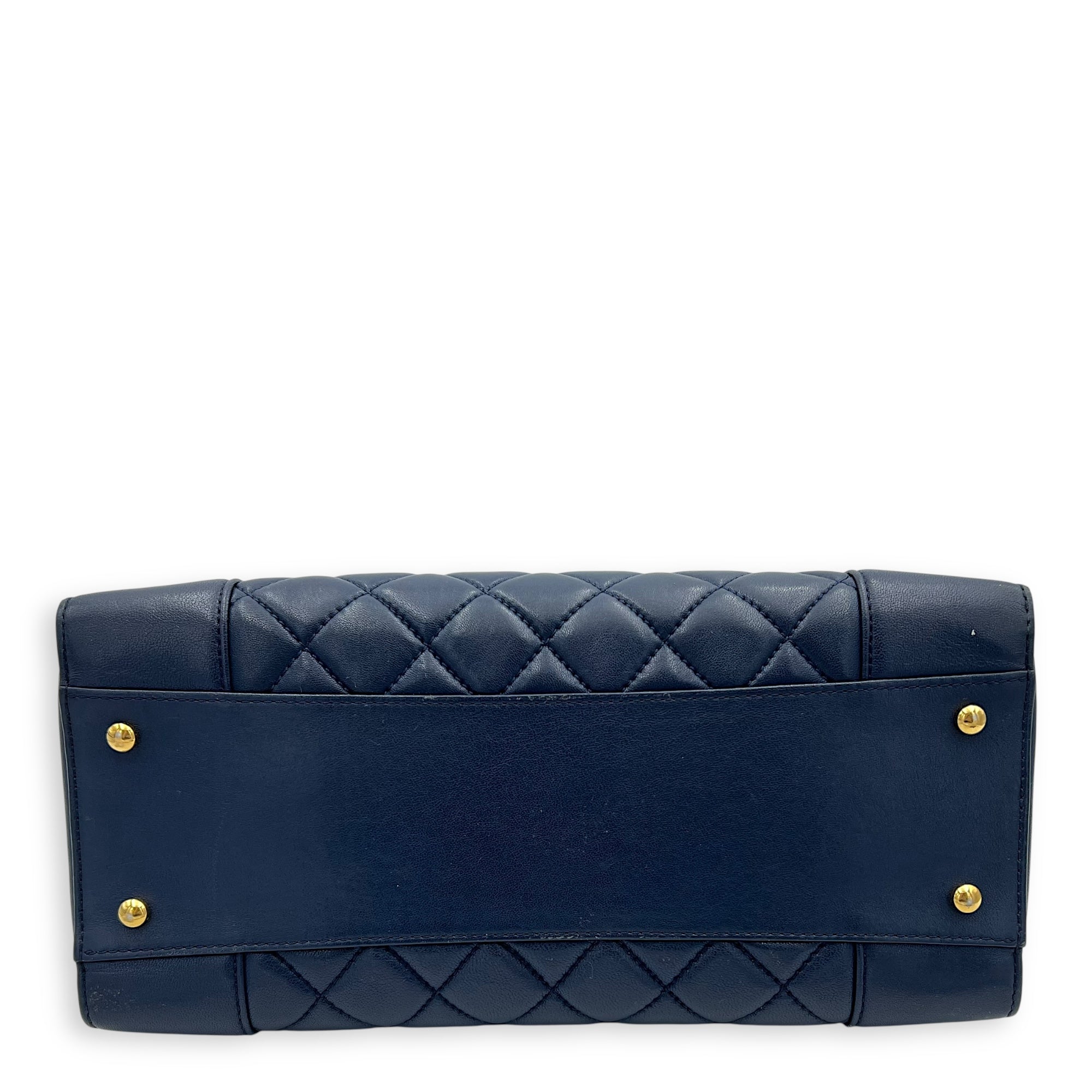 Chanel CC Shoulder Bag Blue in Calfskin, Gold hardware_5