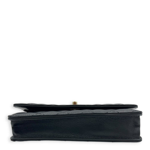 Chanel CC Pearl Crush Checkered Black Wallet On Chain in Lambskin, Light Gold hardware_5