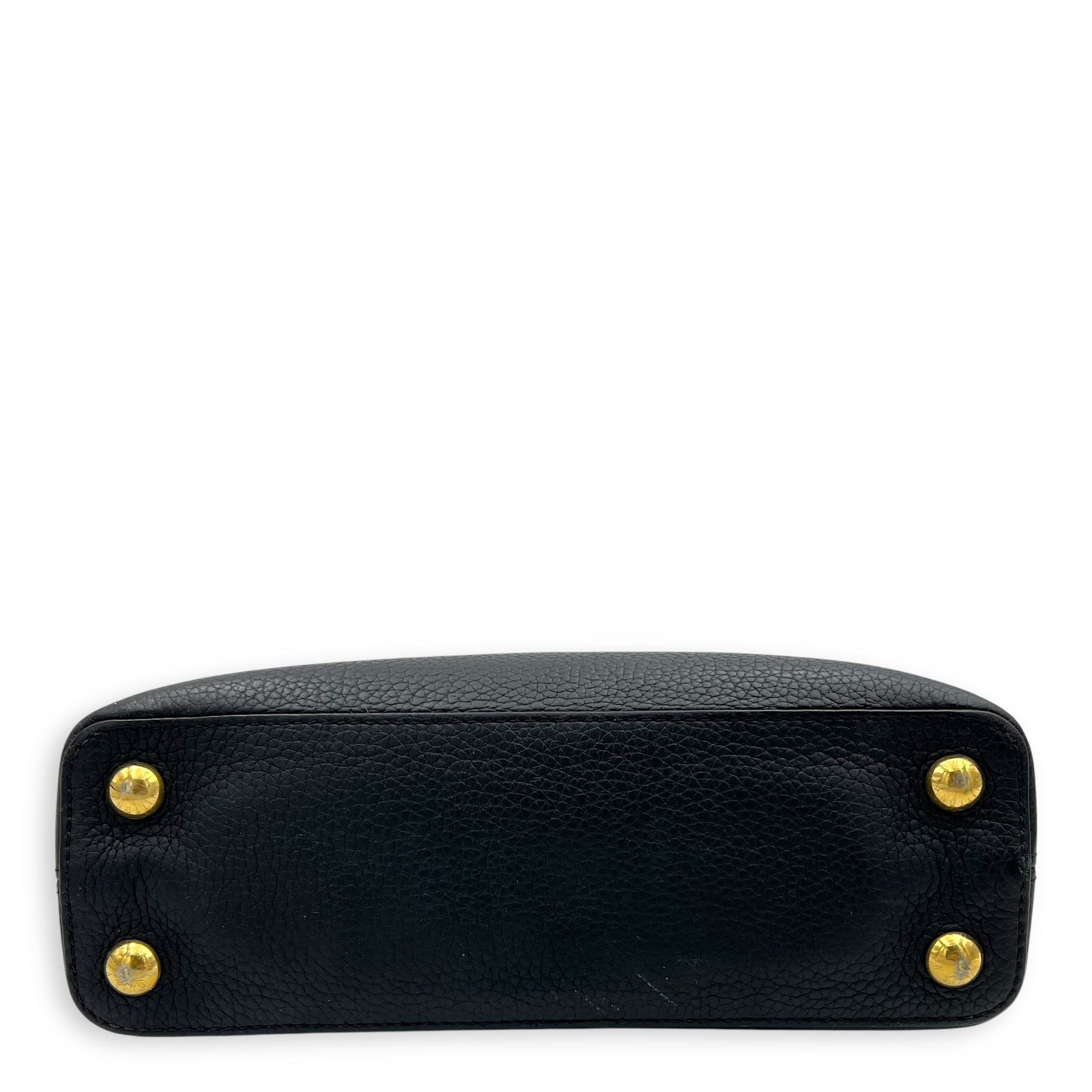 Louis Vuitton Capucines Top Handle Bag Black in Calfskin, Gold hardware_5