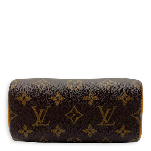 Louis Vuitton Speedy Top Handle Bag Nano Brown in Monogram Coated Canvas, Gold hardware_5