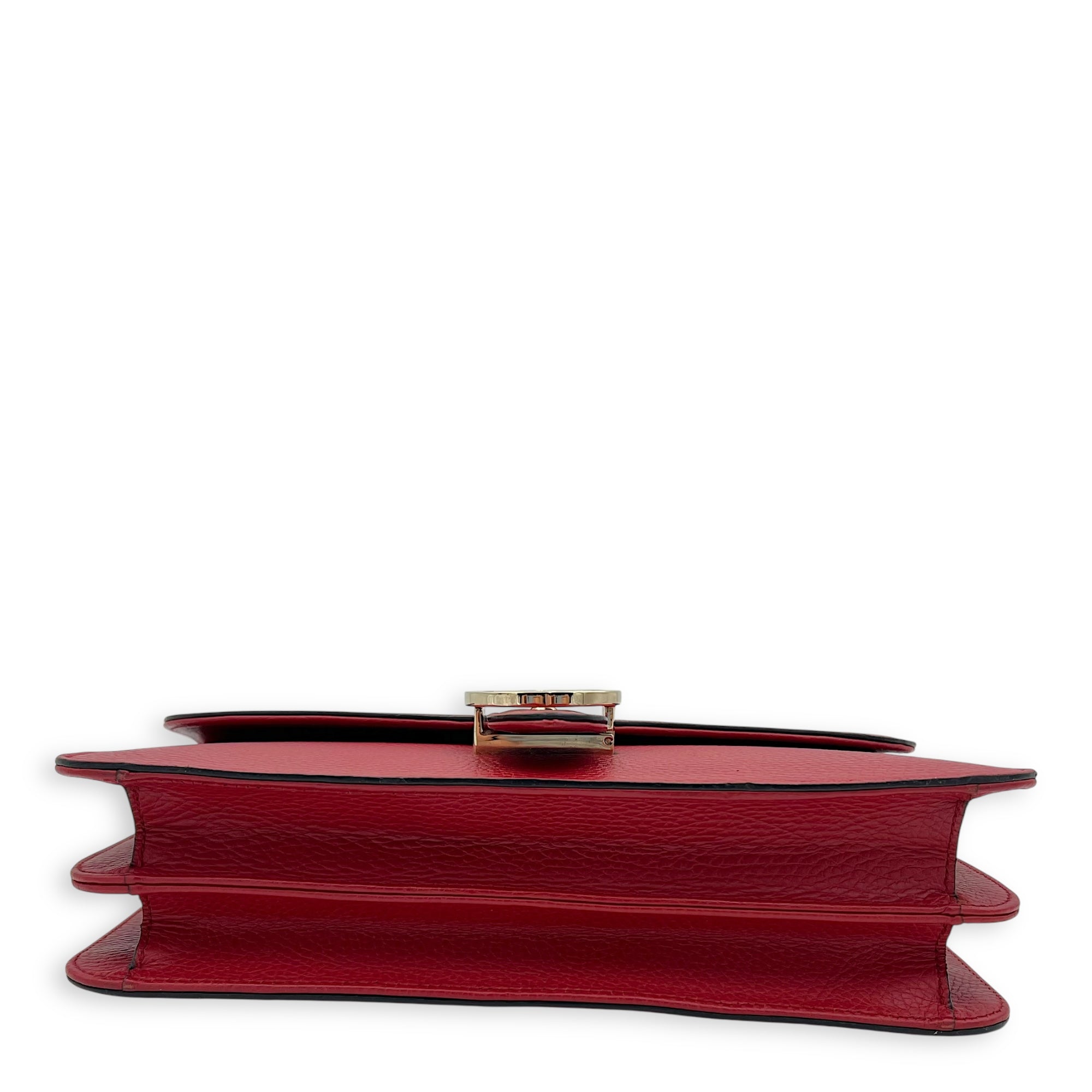 Gucci Interlocking G Shoulder Bag Red in Calfskin, Gold hardware_5