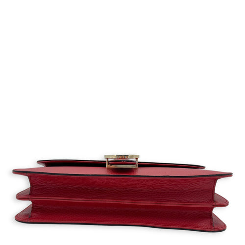 Gucci Interlocking G Shoulder Bag Red in Calfskin, Gold hardware_5