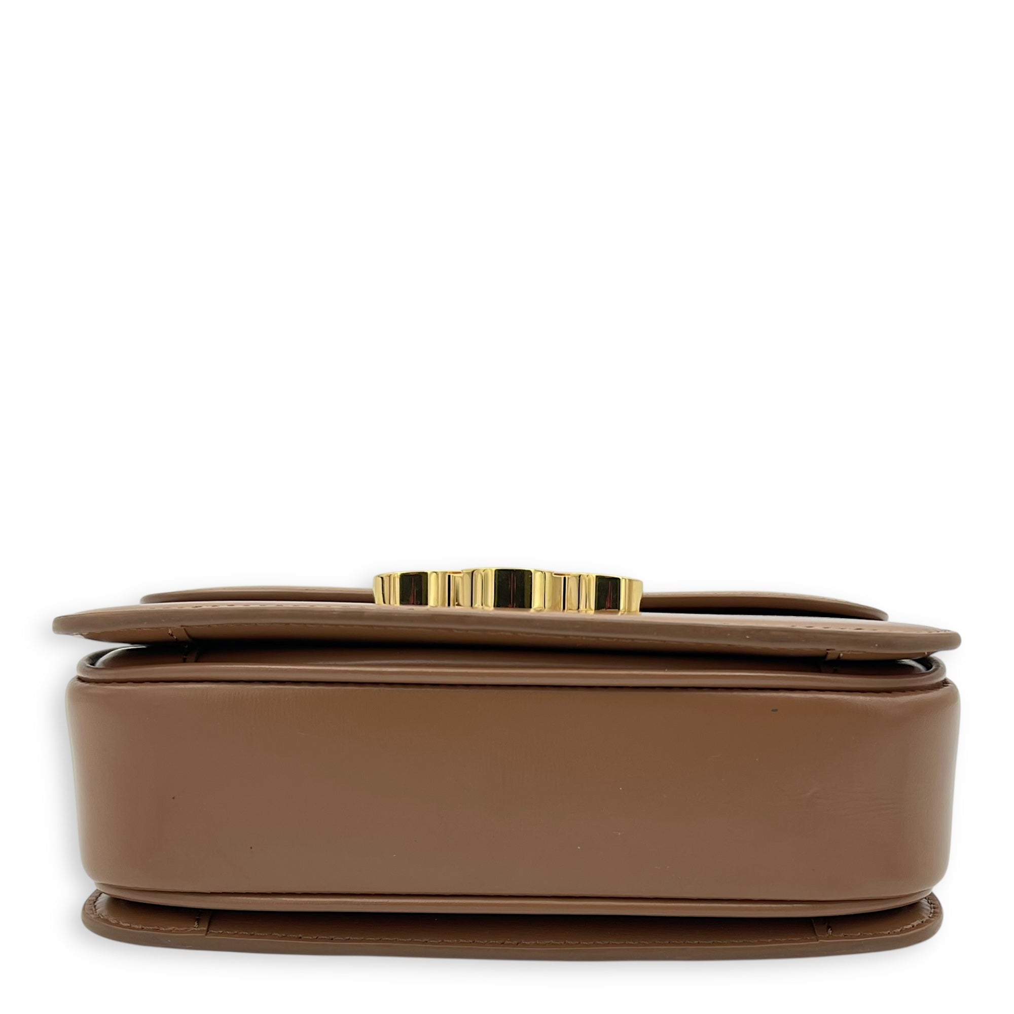 Celine Triomphe Shoulder Bag Brown in Calfskin, Gold hardware_5