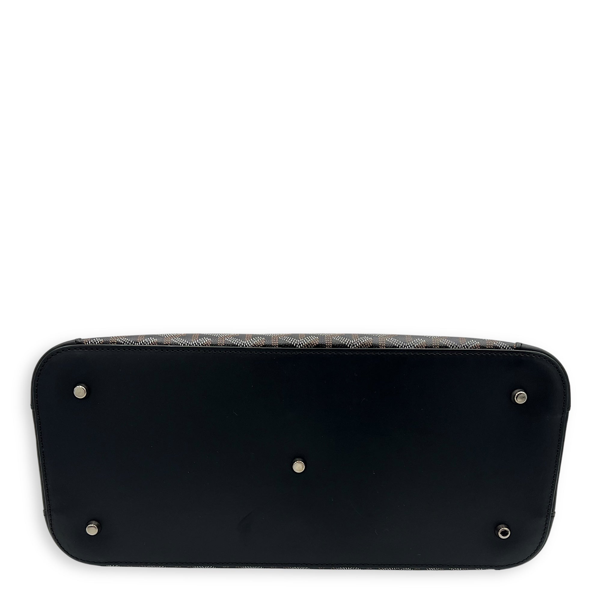Goyard Vendome Top Handle Bag Black in Coated Canvas, Silver hardware_5