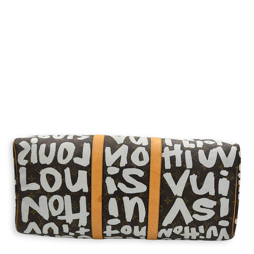 Louis Vuitton Stephen Sprouse Keepall 50 Brown Duffle Bag in Coated Canvas, Gold hardware_5