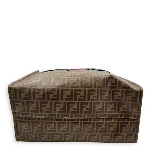 Fendi FF x Fila Tote Bag Brown in Coated Canvas, Gold hardware_5
