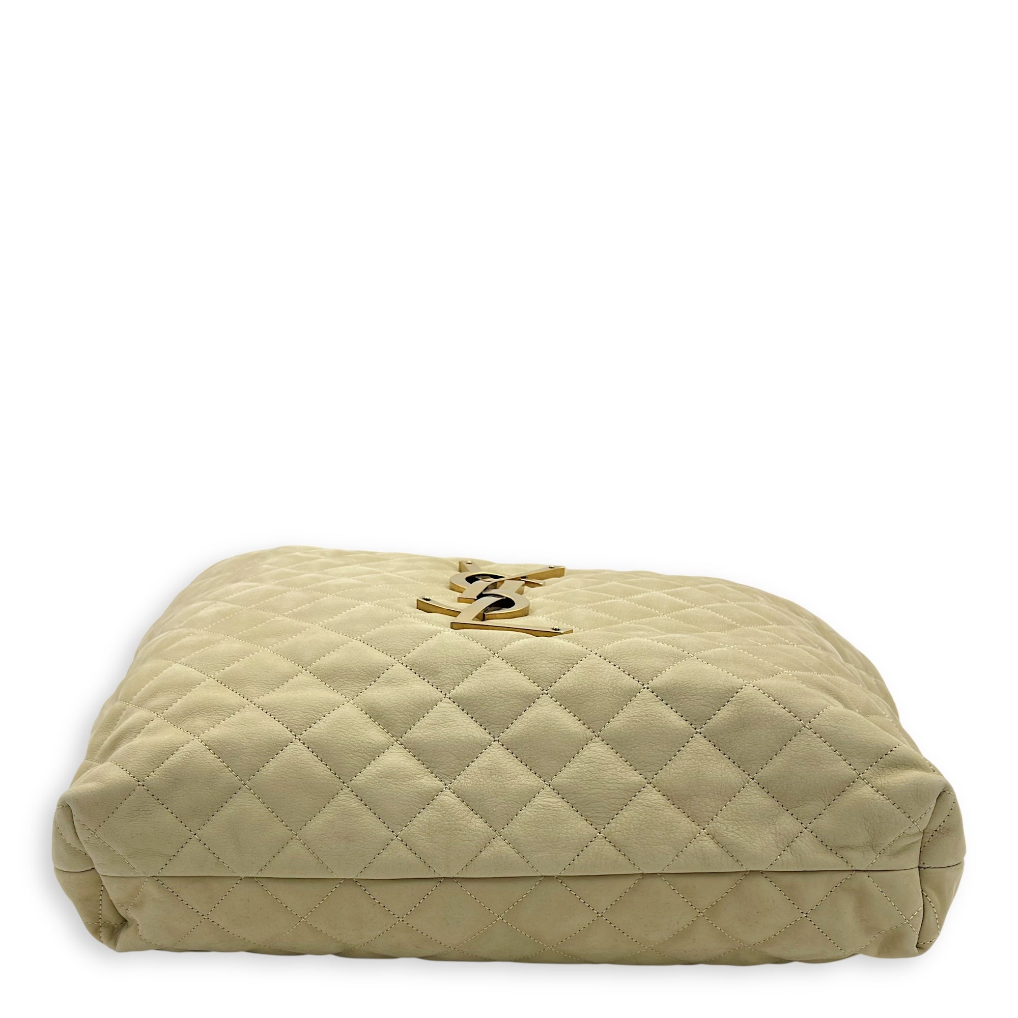 Saint Laurent ICare Tote Bag Beige in Nubuck suede, Gold hardware_5