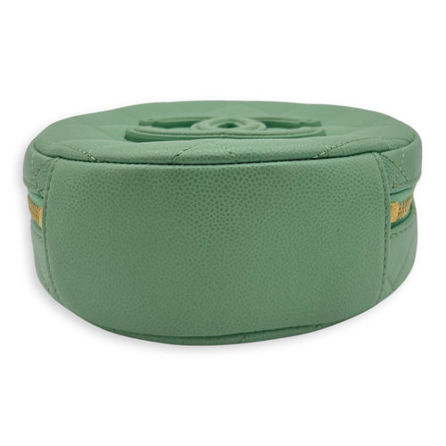Chanel CC Top Handle Bag Green in Caviar Leather, Gold hardware_9