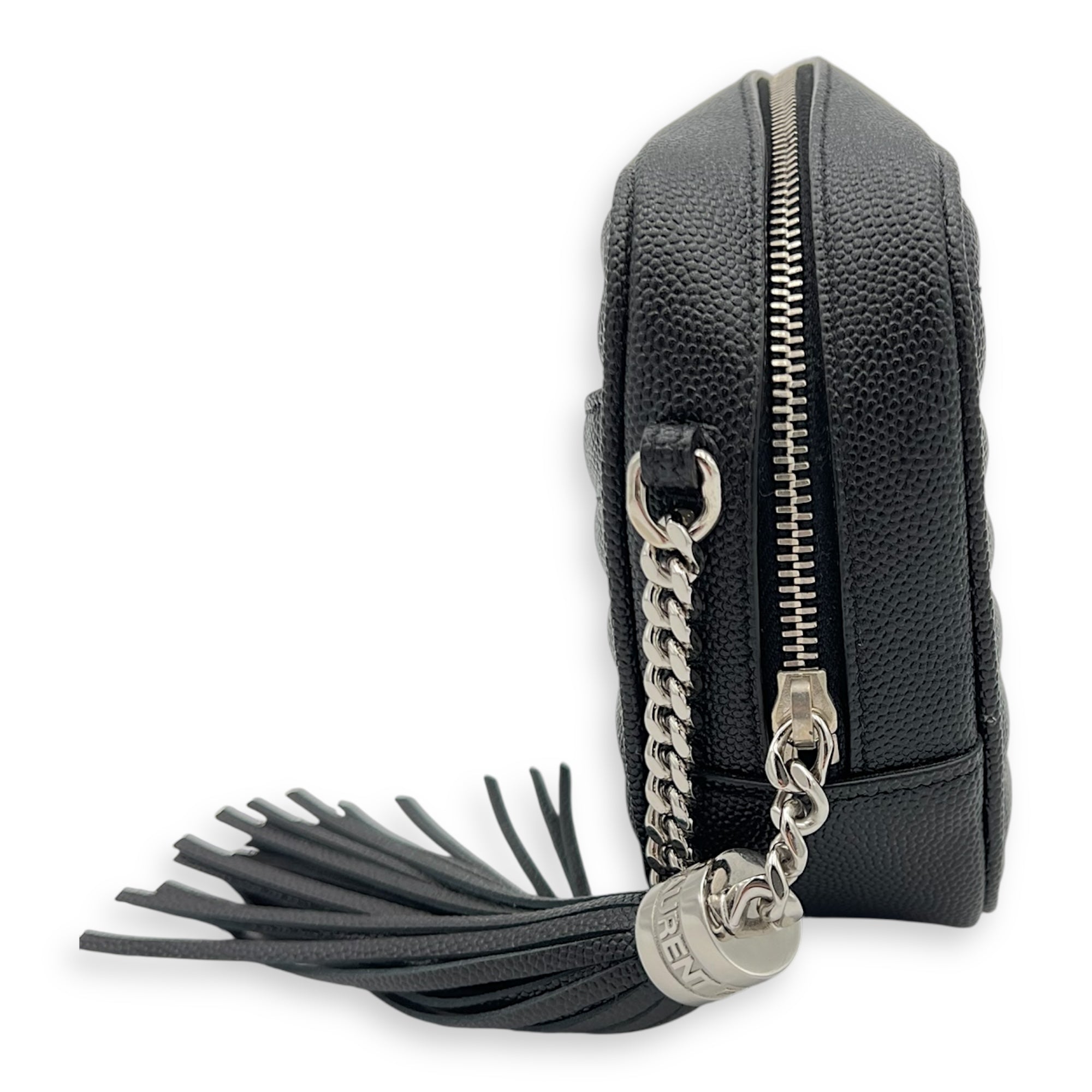 Saint Laurent Camera Crossbody Bag Black in Calfskin, Silver hardware_5