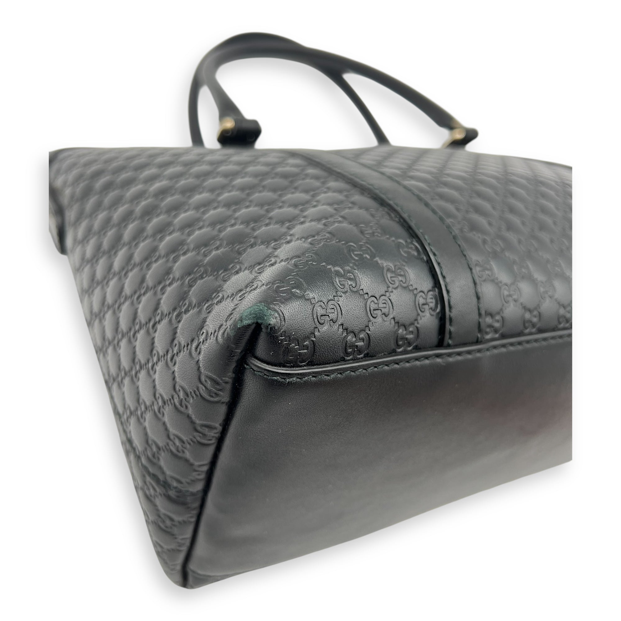 Gucci GG Tote Bag Black in Guccissima Leather, Gold hardware_6
