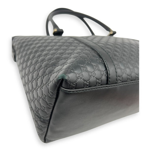 Gucci GG Tote Bag Black in Guccissima Leather, Gold hardware_6