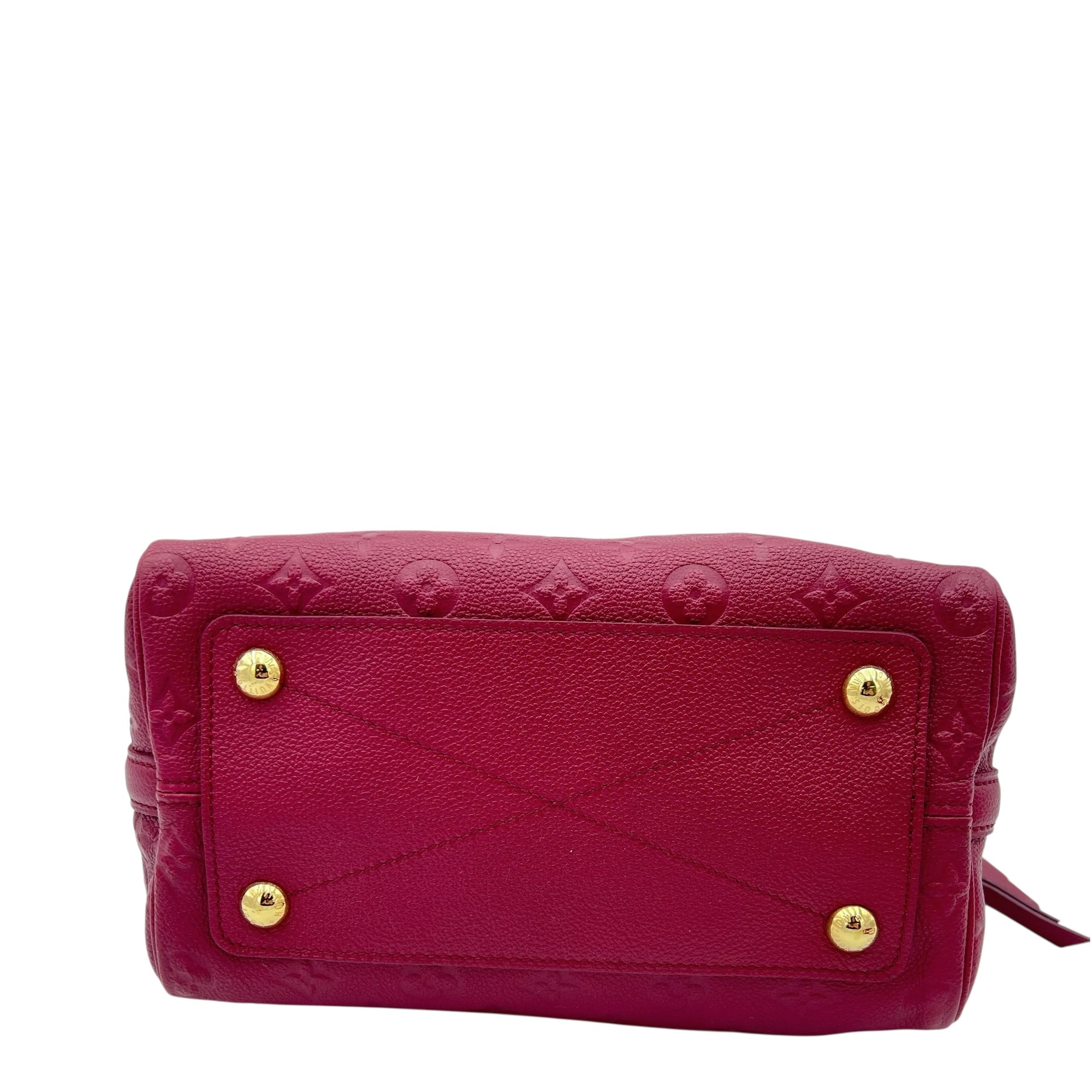 Louis Vuitton Speedy Bandouliere Top Handle Bag Red in Monogram Empreinte Leather, Gold hardware_5