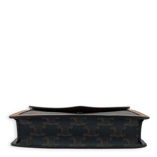 Celine Triomphe Wallet On Chain Brown in Coated Canvas, Gold hardware_5