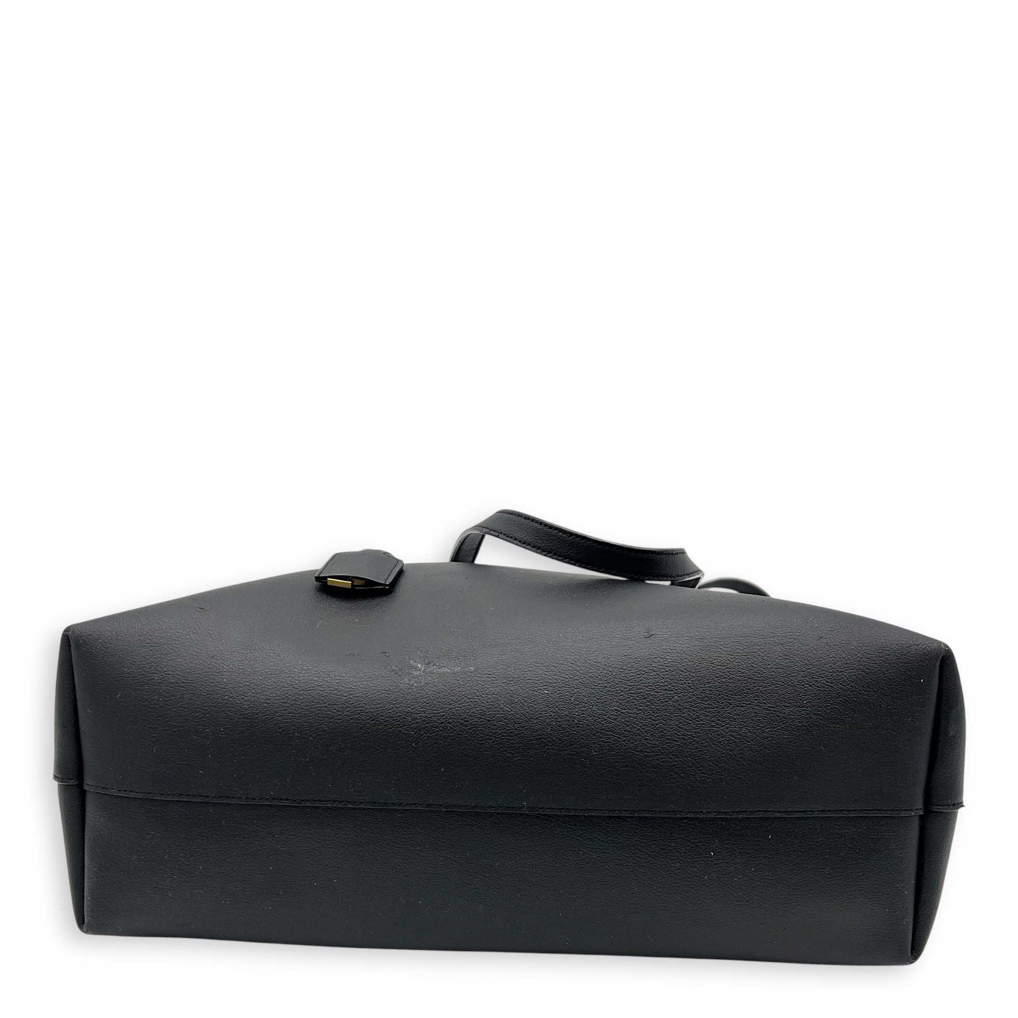 Saint Laurent Logo Tote Bag Black in Calfskin, Gold hardware_5