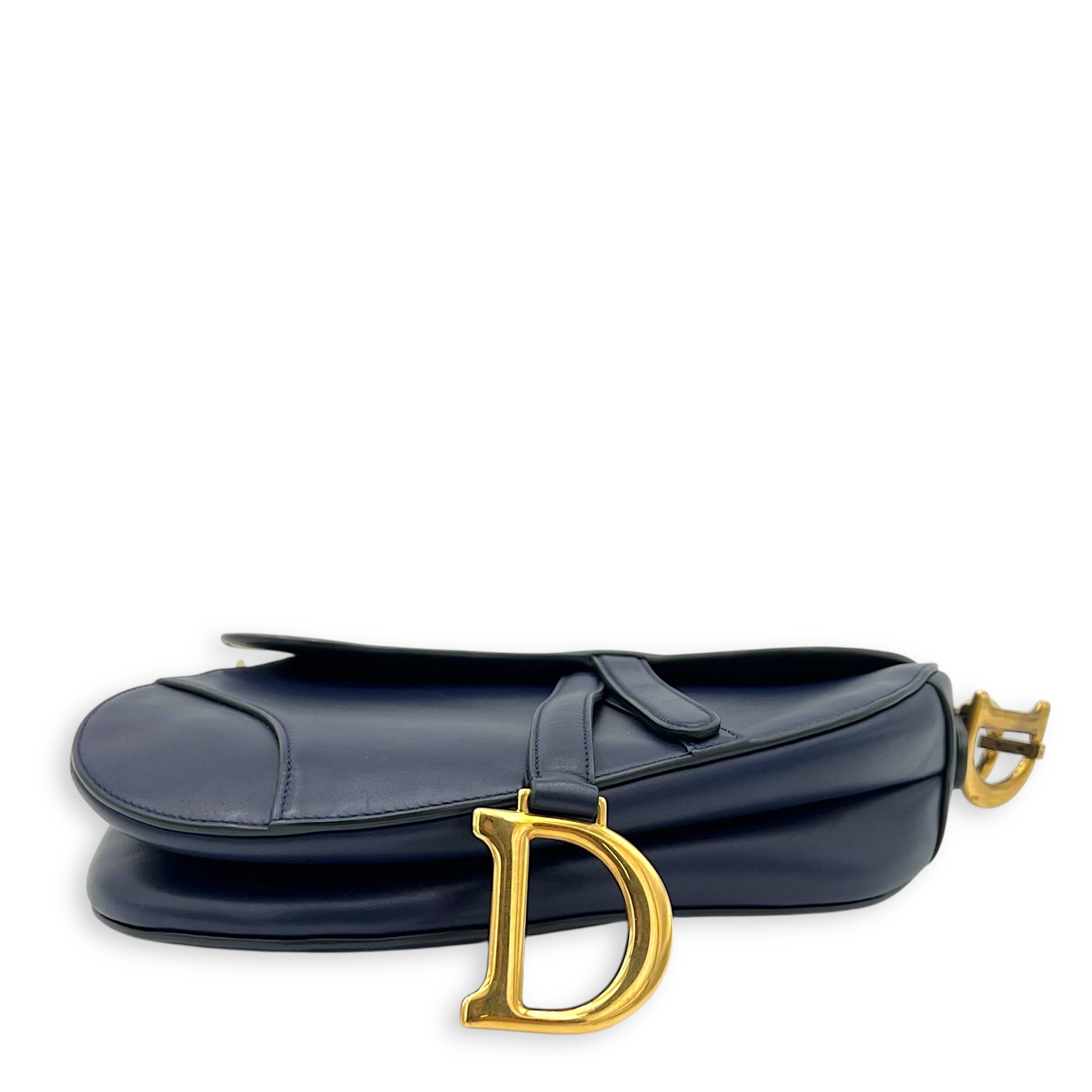 Dior Saddle Shoulder Bag Blue in Calfskin, Gold hardware_5