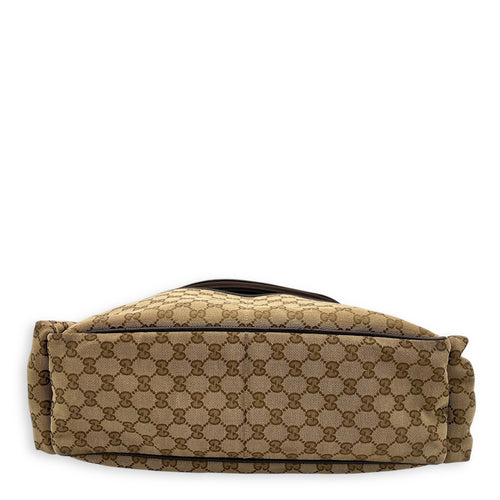 Gucci GG Shoulder Bag Brown in Canvas, Silver hardware_5