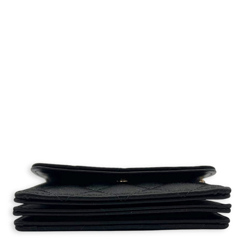 Chanel VIP Gift CC Wallet On Chain Black in Satin, Gold hardware_5