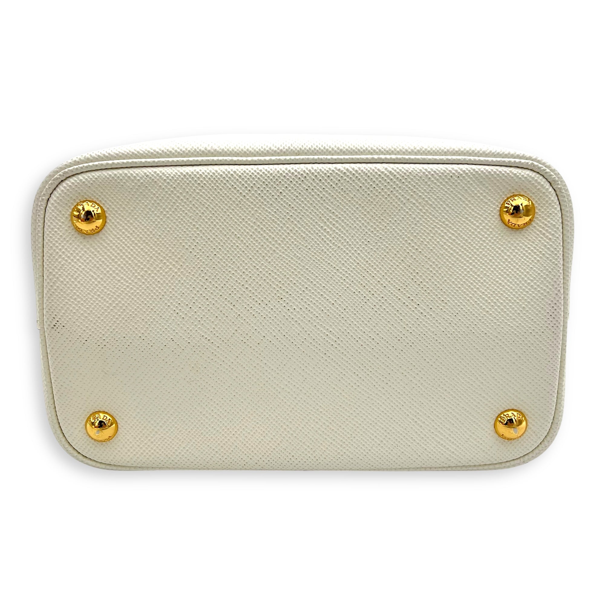 Prada Panier Bucket Bag White in Saffiano Leather, Gold hardware_4