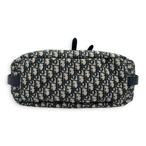 Dior Soft Saddle Hobo Blue Shoulder Bag in Jacquard, Silver hardware_7