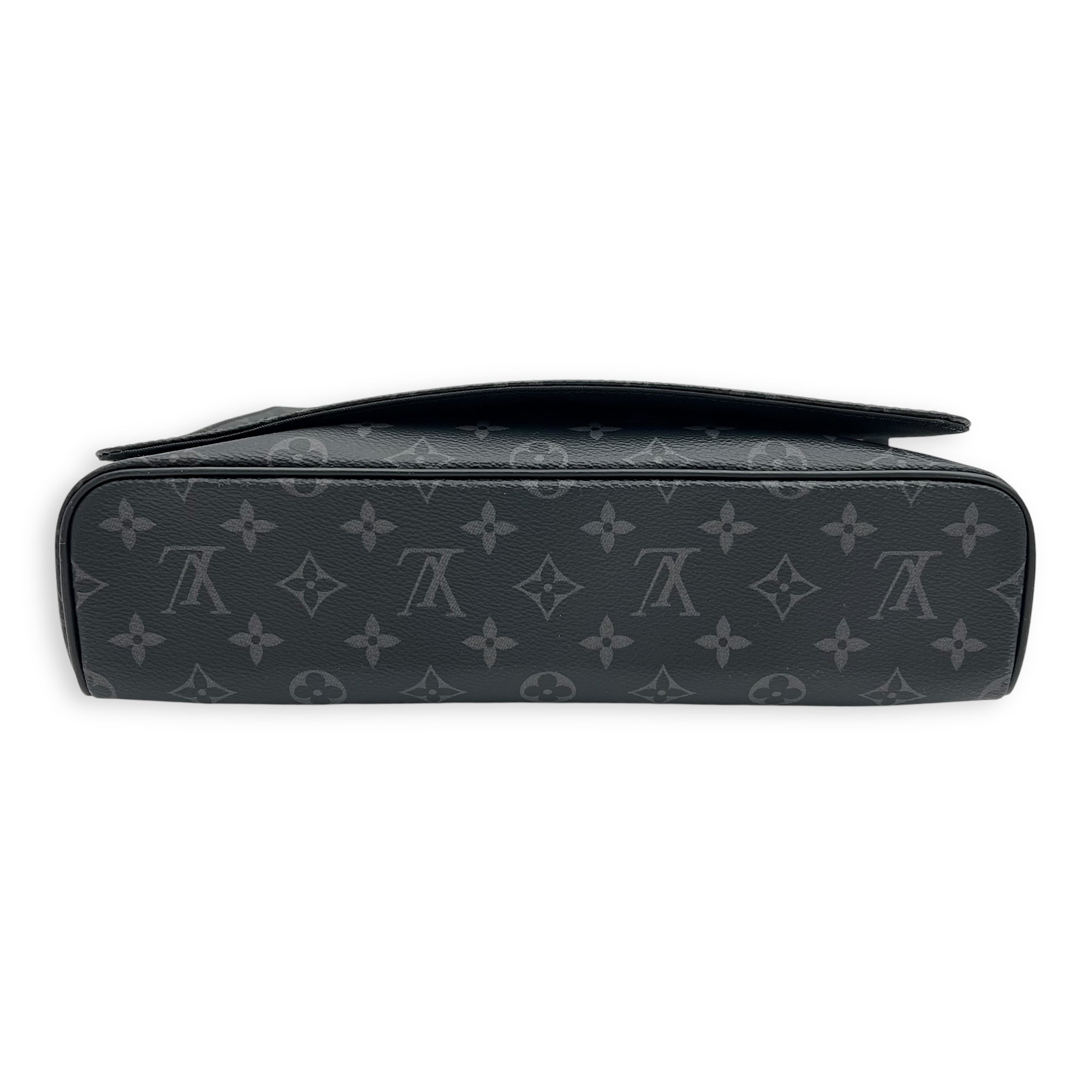 Louis Vuitton Logo Black Messenger in Monogram Coated Canvas, Silver hardware_3