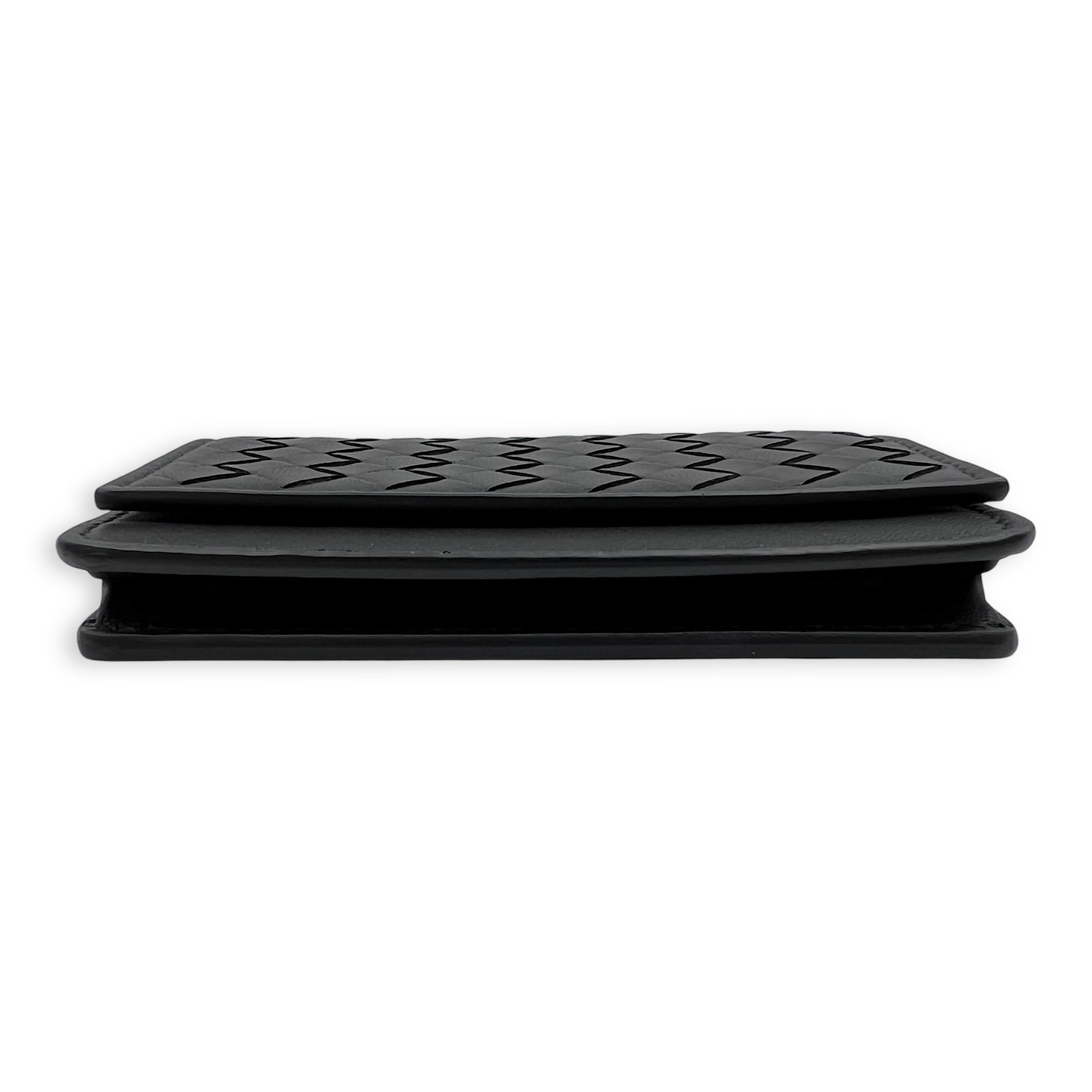 Bottega Veneta Intrecciato Black Card Holder in Calfskin_4