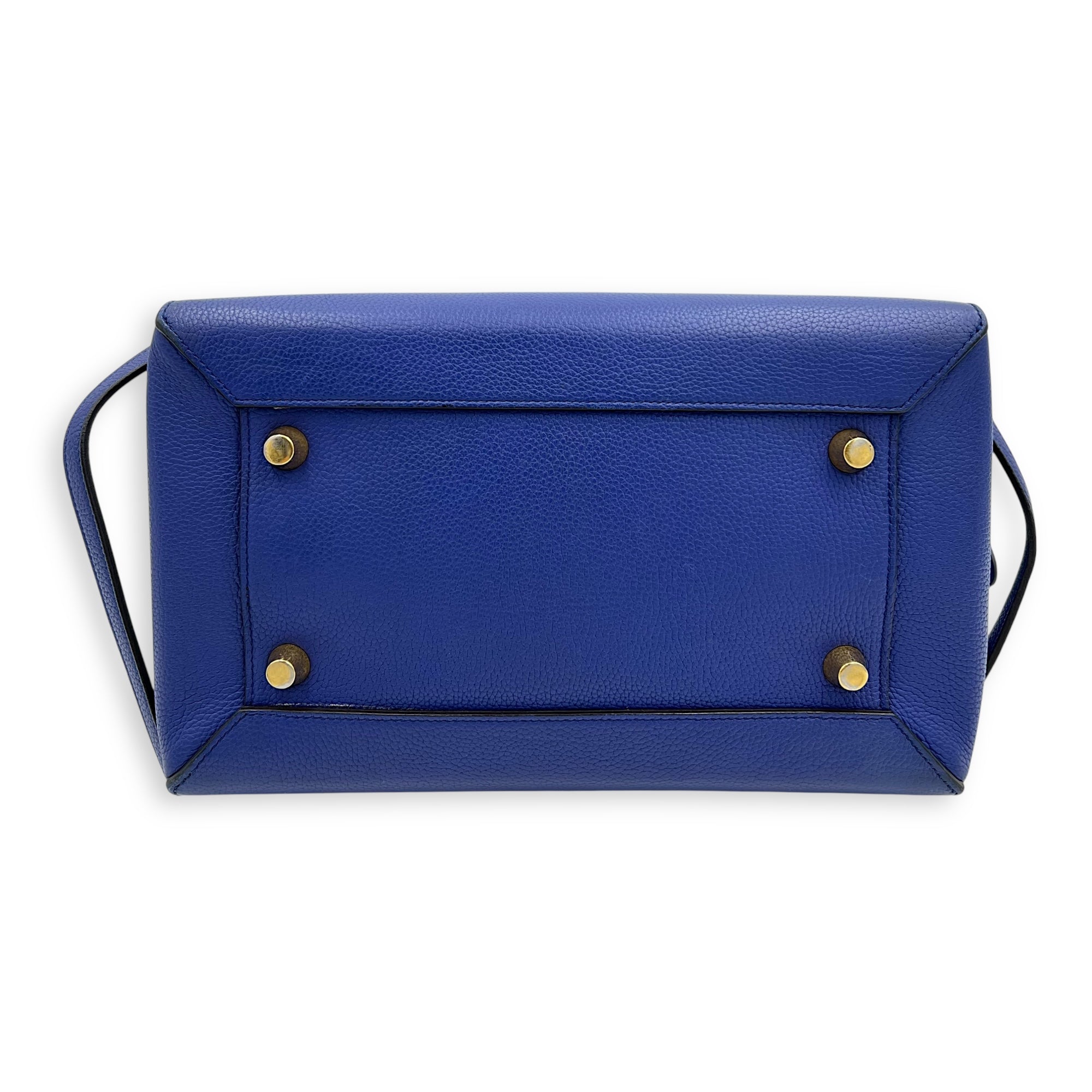 Celine Belt Bag Top Handle Bag Blue in Calfskin, Gold hardware_5