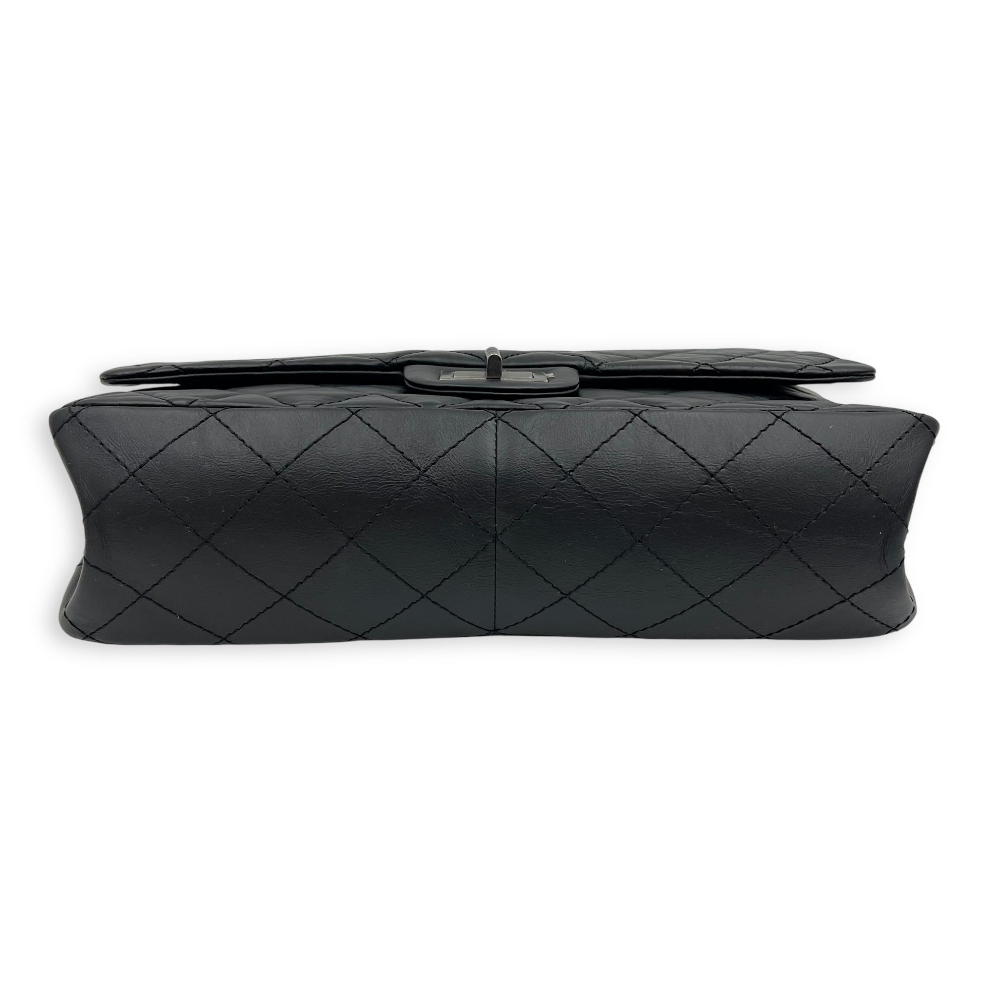 Chanel 2.55 Shoulder Bag Black in Calfskin, Ruthenium hardware_5