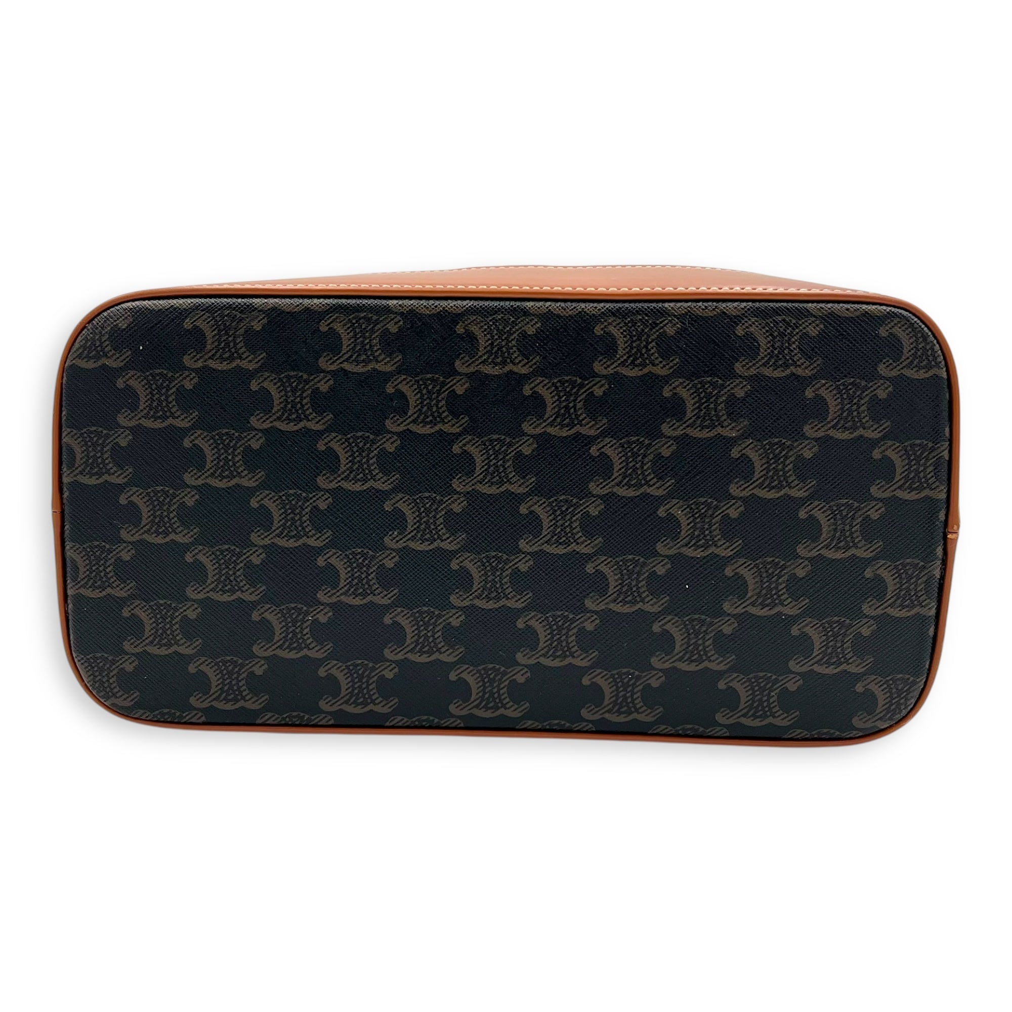 Celine Triomphe Tote Bag Brown in Coated Canvas, Gold hardware_5