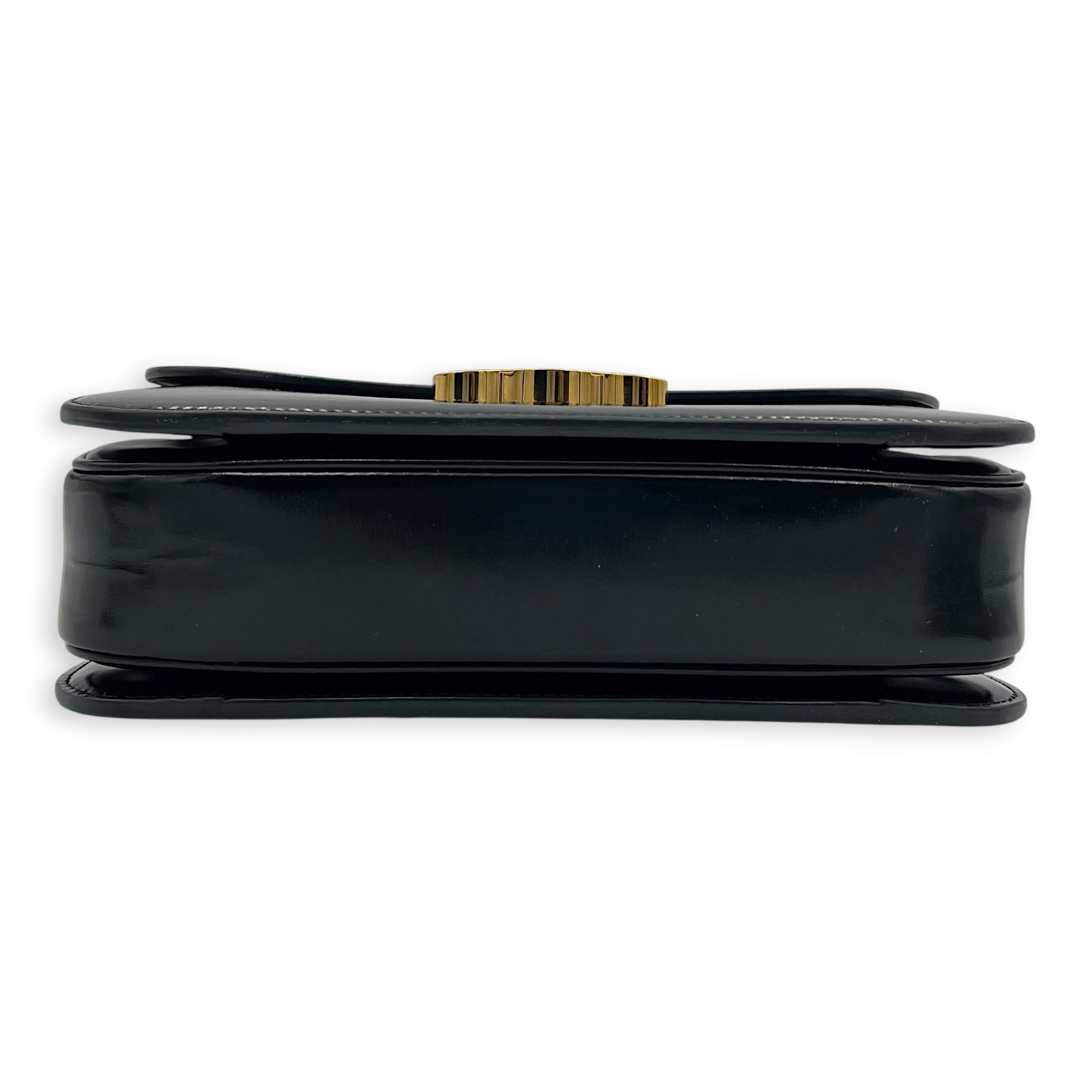 Celine Triomphe Classique Black Shoulder Bag in Calfskin, Gold hardware_5