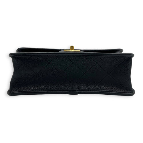 Chanel CC Quilted Top Handle Bag Black in Calfskin, Gold hardware_5