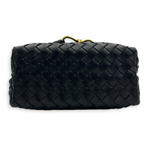Bottega Veneta Andiamo Small Black Top Handle Bag in Calfskin, Gold hardware_5