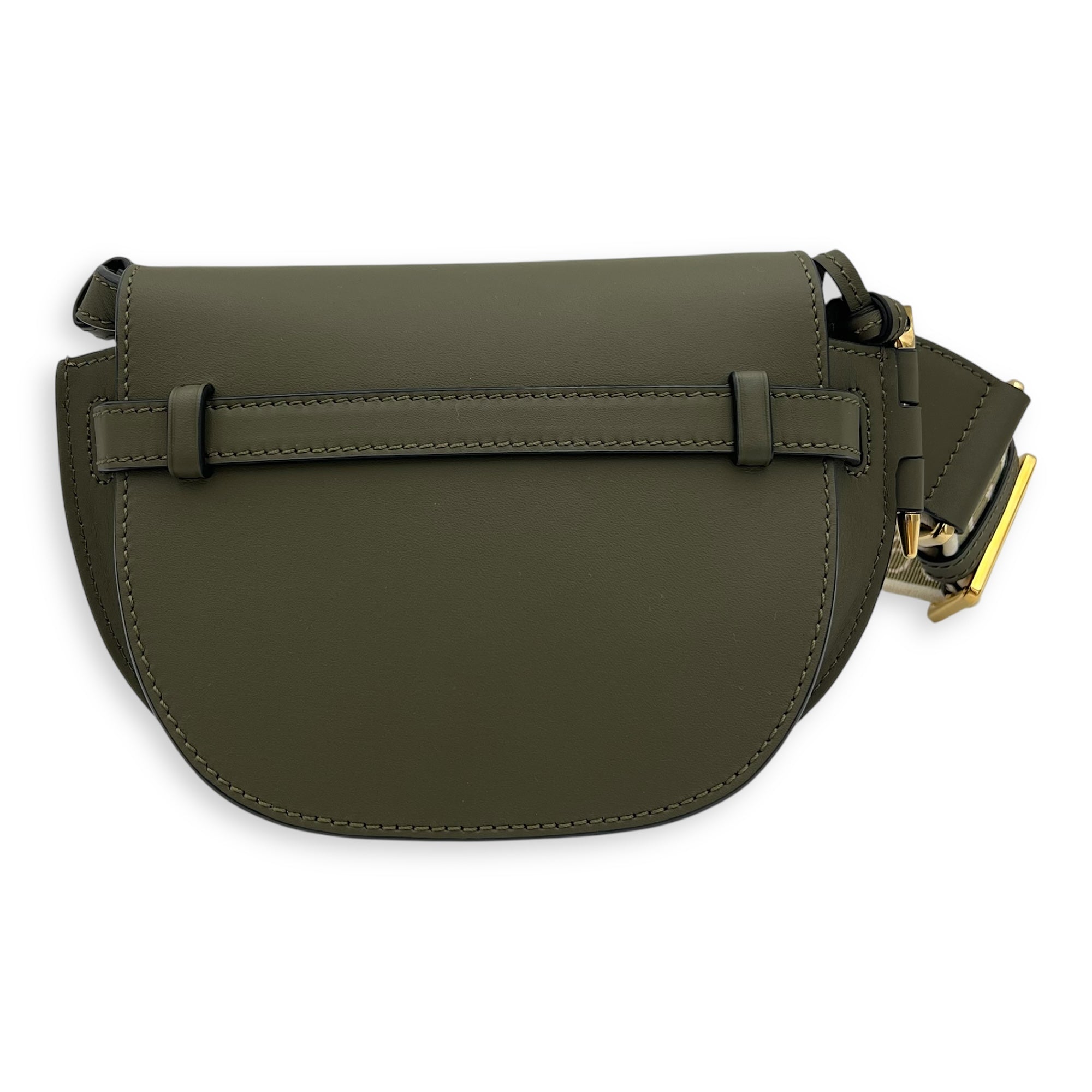 Loewe Gate Dual Mini Green Crossbody Bag in Calfskin, Gold hardware_2