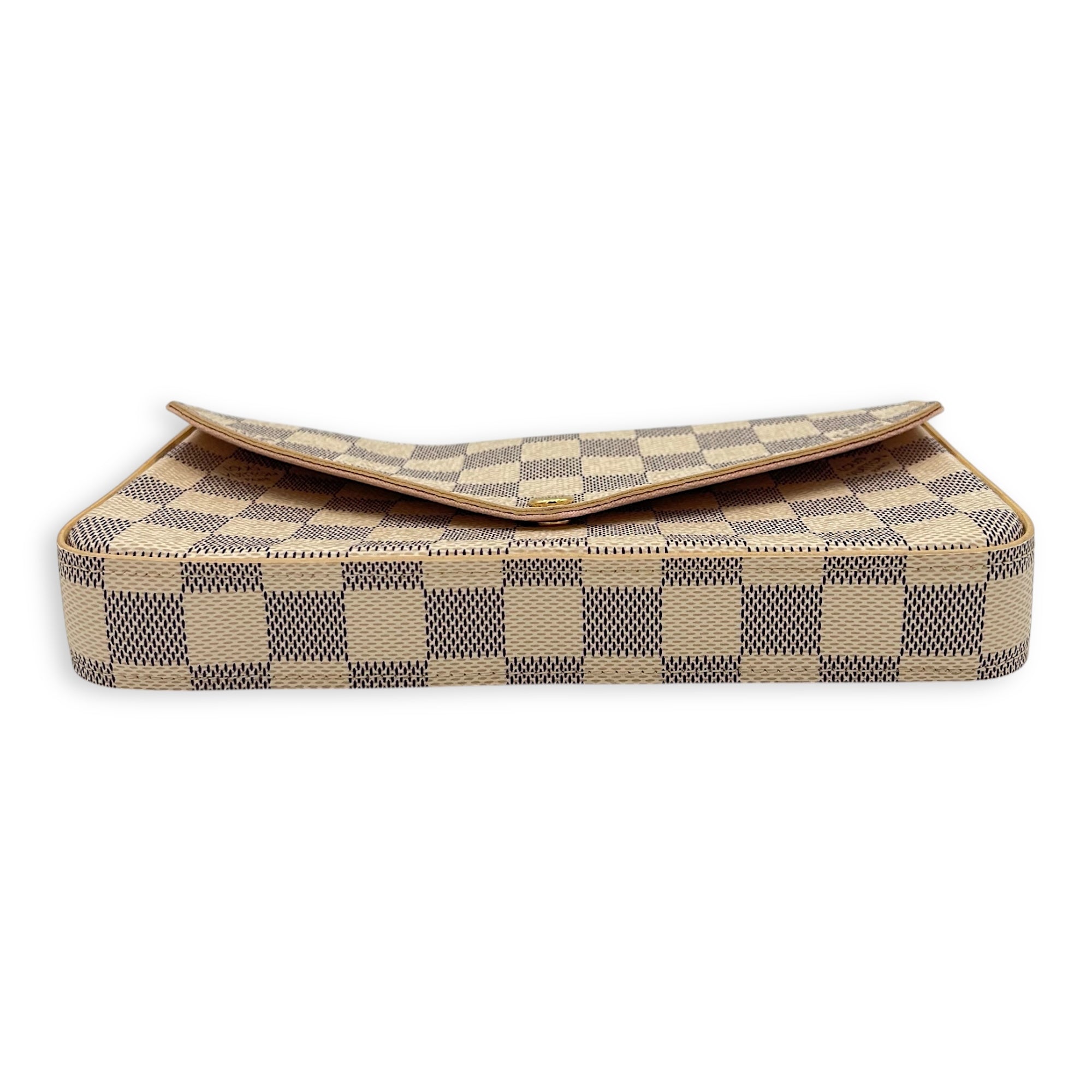 Louis Vuitton Felicie Crossbody Bag Azur in Coated Canvas, Gold hardware_6