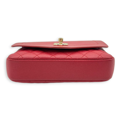 Chanel CC Flap Shoulder Bag Red in Calfskin, Gold hardware_5