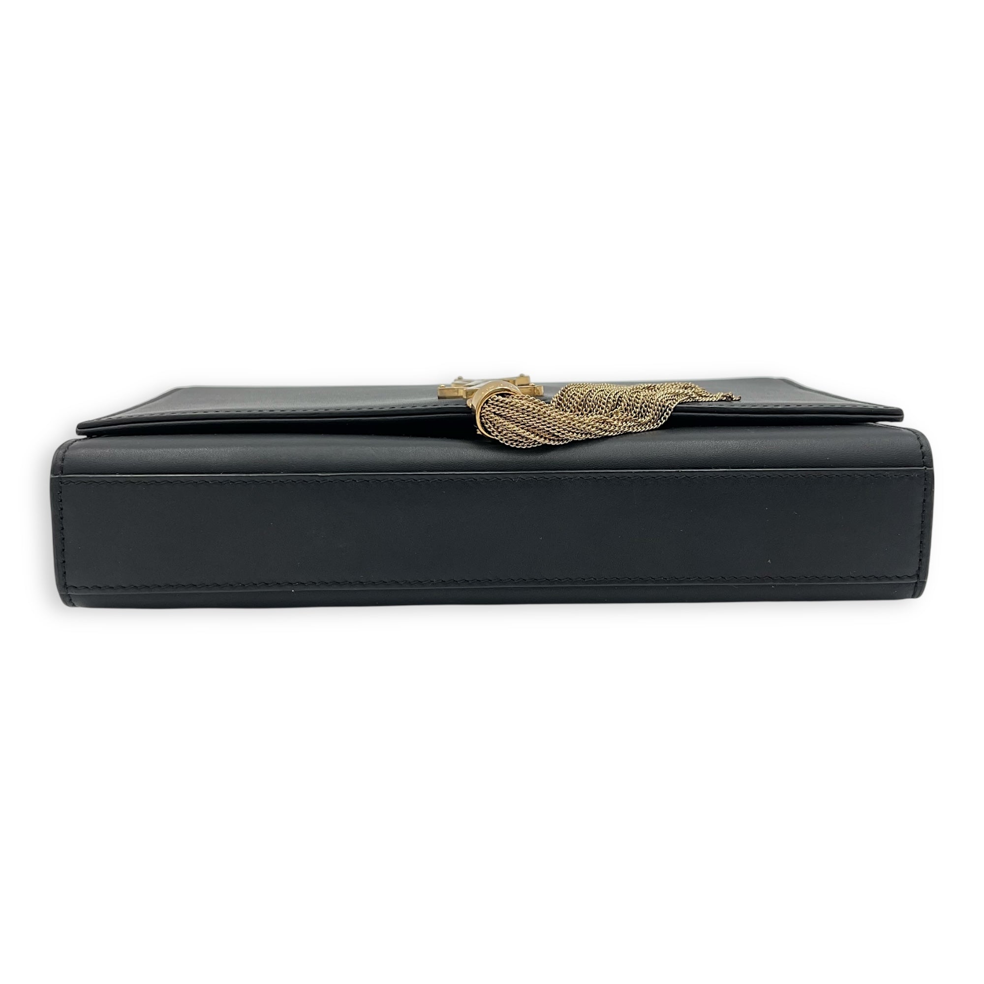 Saint Laurent Kate Crossbody Bag Black in Calfskin, Gold hardware_5