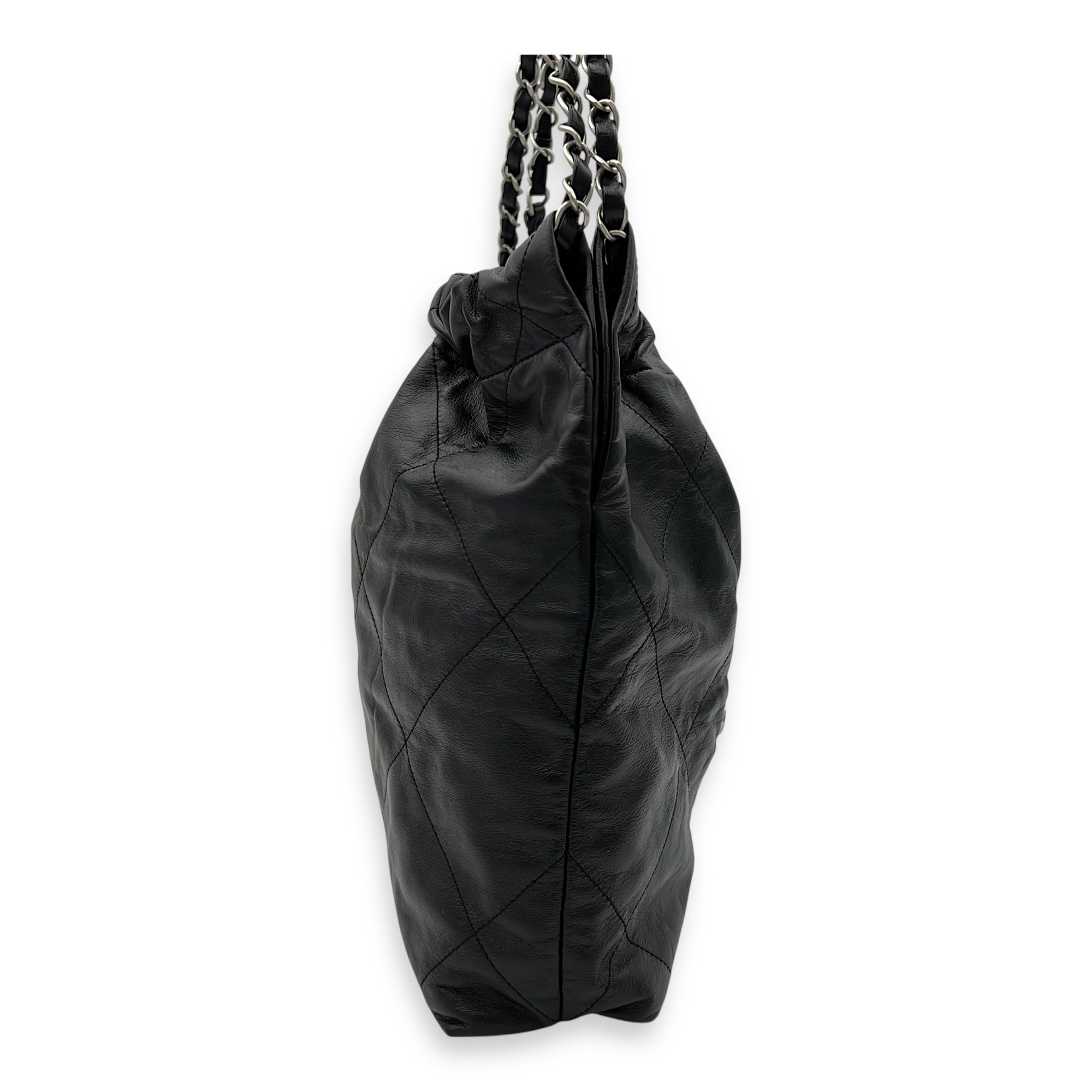 Chanel 22 Tote Shoulder Bag Small Black in Calfskin, Silver hardware_4
