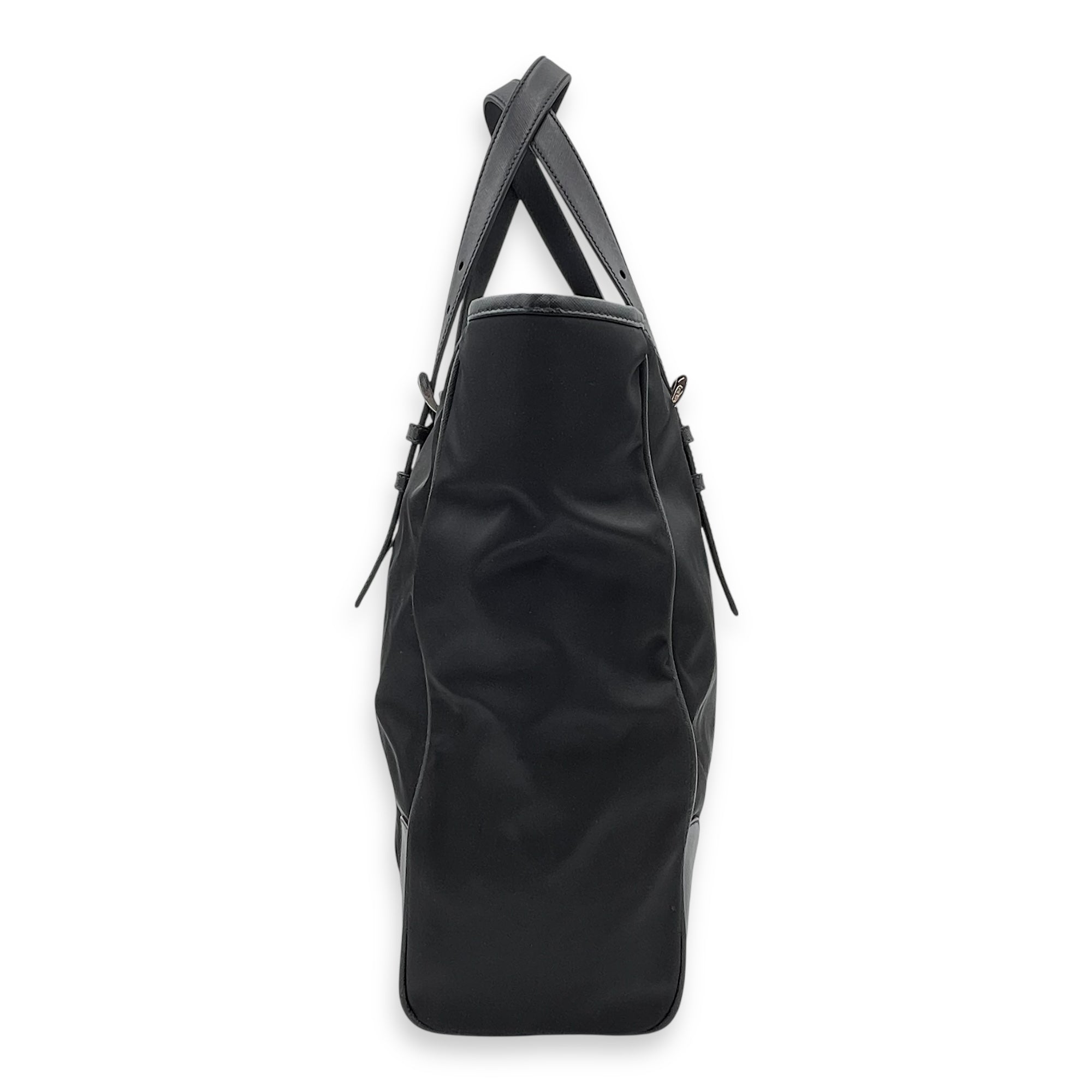 Prada Re-Nylon Top Handle Bag Black in Nylon, Silver hardware_6
