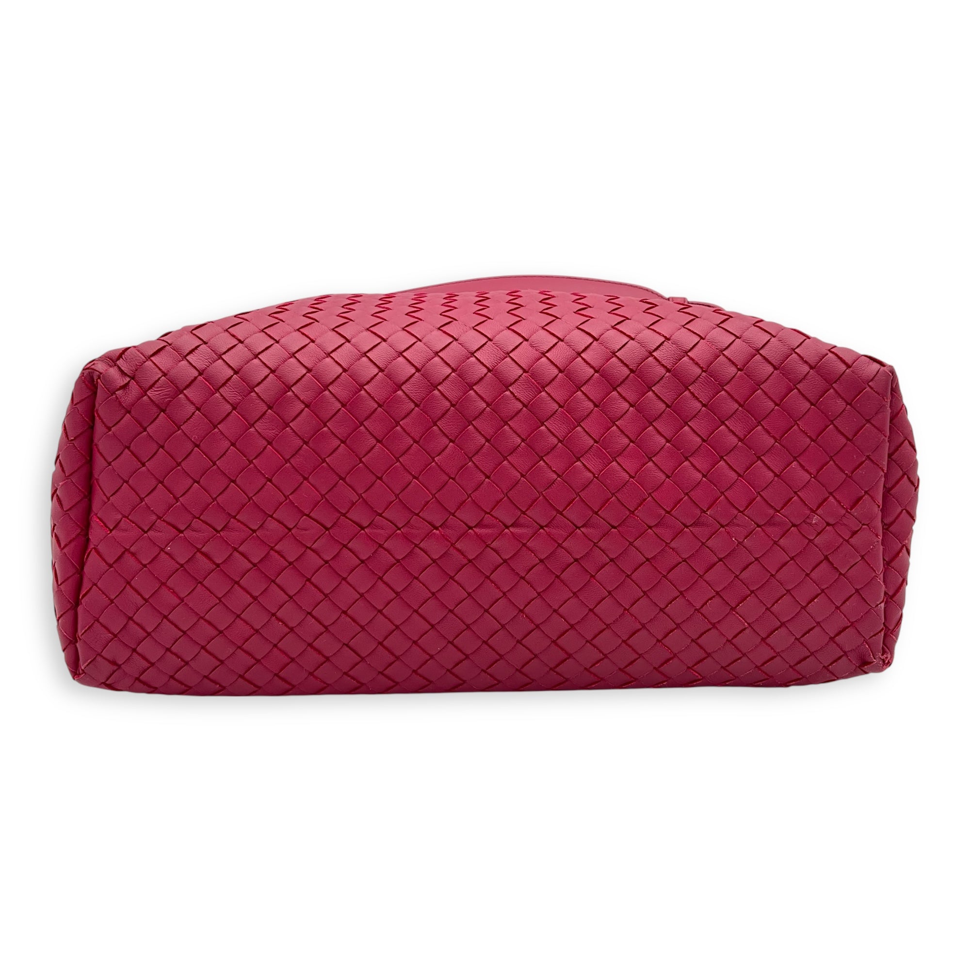 Bottega Veneta Intrecciato Top Handle Bag Red in Calfskin, Gold hardware_9
