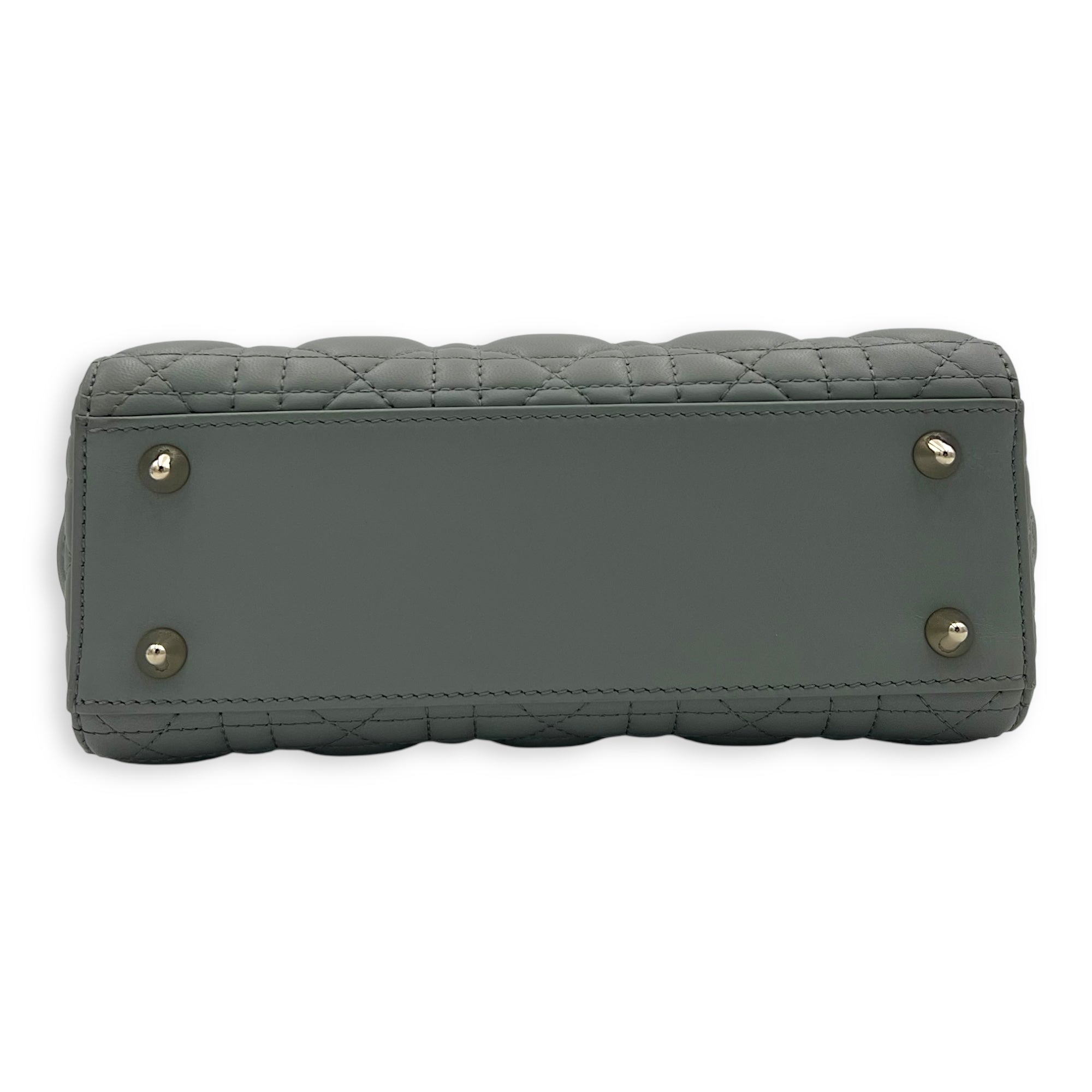 Dior Lady Dior Top Handle Bag Small Green in Lambskin, Gold hardware_5