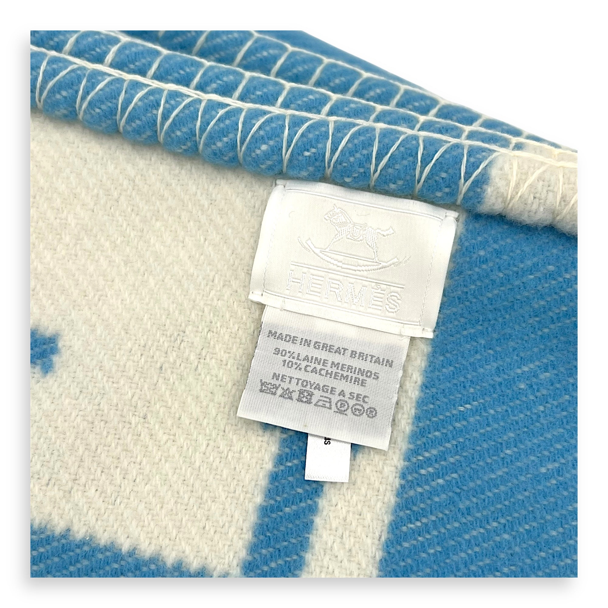 Hermès Kids Avalon Blue Blanket in Wool_5
