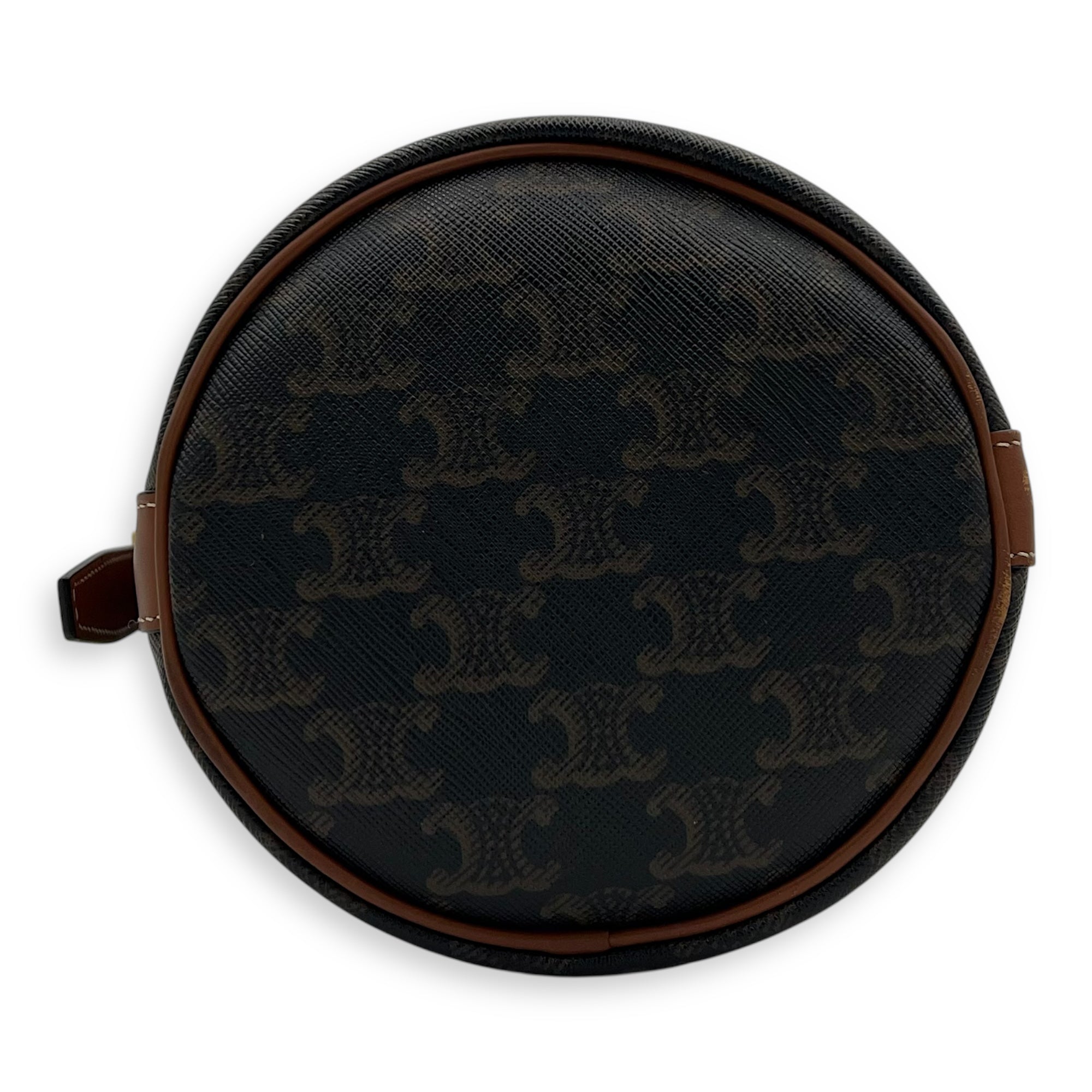 Celine Triomphe Bucket Bag Brown in Coated Canvas, Gold hardware_5
