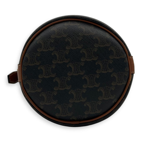 Celine Triomphe Bucket Bag Brown in Coated Canvas, Gold hardware_5