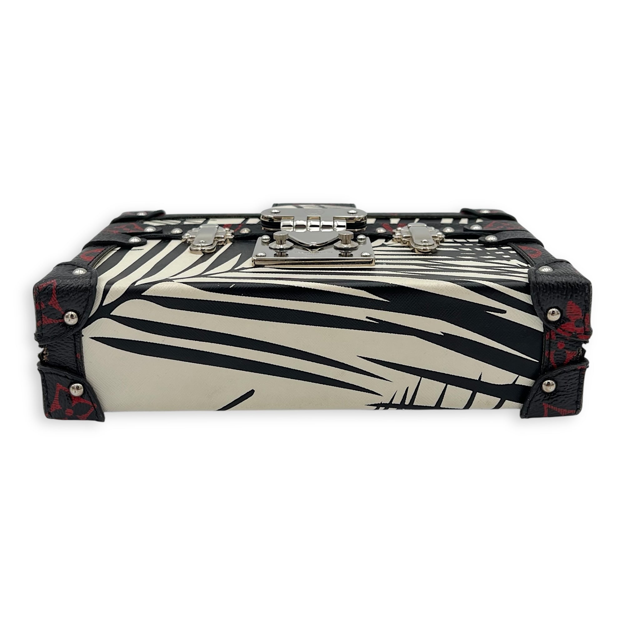 Louis Vuitton Trunk Shoulder Bag Palm Nour Cruise in Monogram Coated Canvas, Silver hardware_5