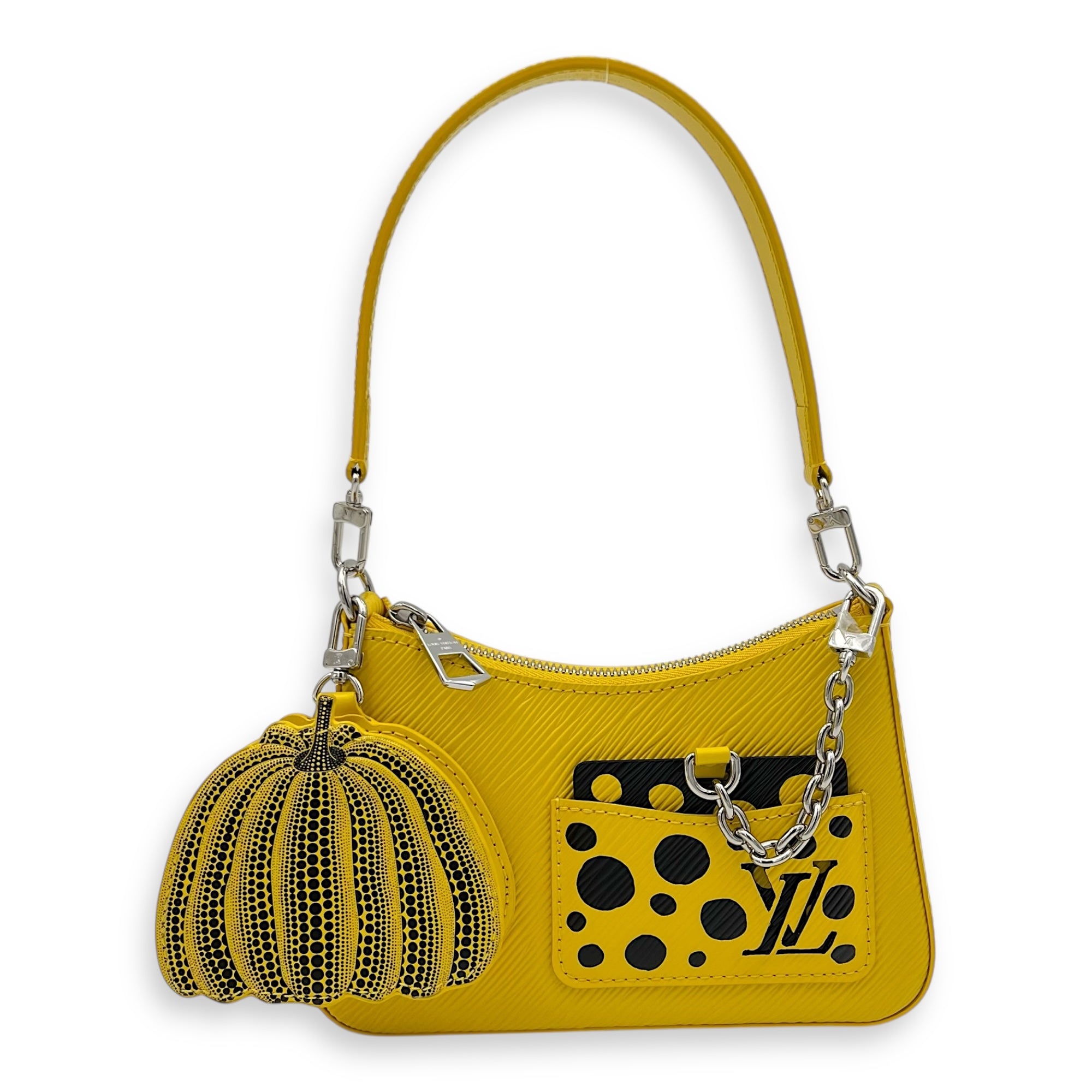 Louis Vuitton Marellini x Yayoi Kusama Shoulder Bag in Epi Leather, Silver hardware_10